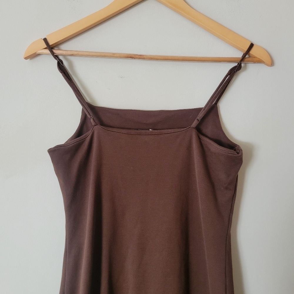 AYR Women's Brown High Neck Bodycon Spaghetti Strap Summer Mini Dress Size Small - Picture 4 of 7